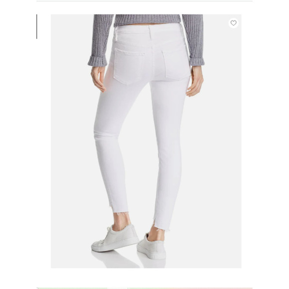 Frame Le Skinny De Jeanne White Denim Raw Hem Mid Rise Skinny Jeans Size 28 - Picture 4 of 16